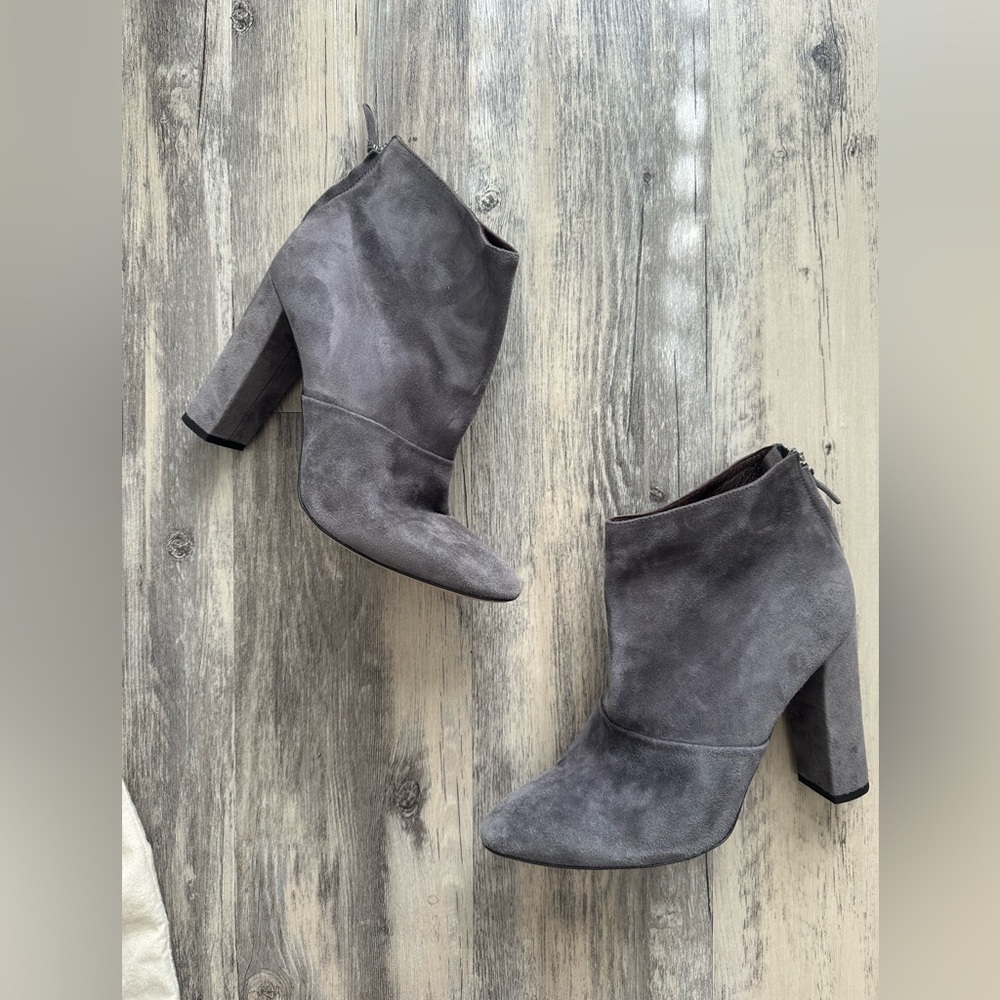 J. Crew Charcoal Suede Heeled Boots